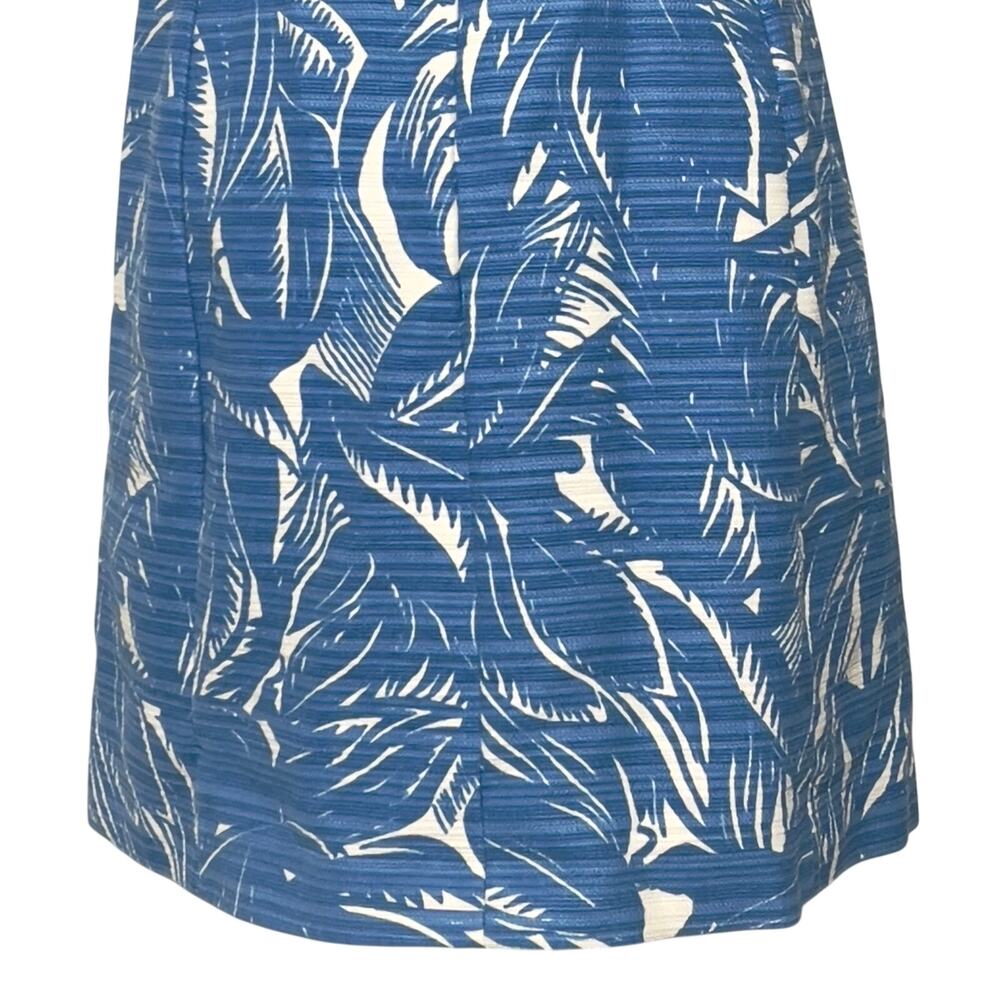 Tory Burch Gulf Shore Tabora Blue & Cream Linen Blend Sheath Mini Dress SZ M - Picture 7 of 13